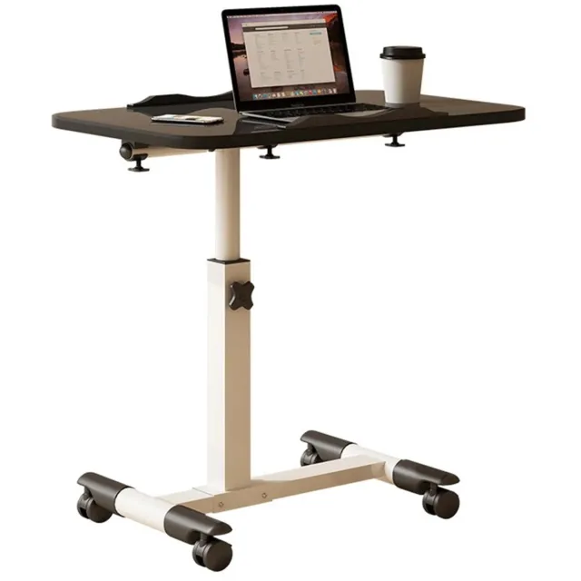 Turold Bedtafel - Laptoptafel - Nachttafel - Bedleestafel - In Hoogte Verstelbaar, MobielZiekenhuisnachtkastje, Kantelbaar Blad Zwart met Wit