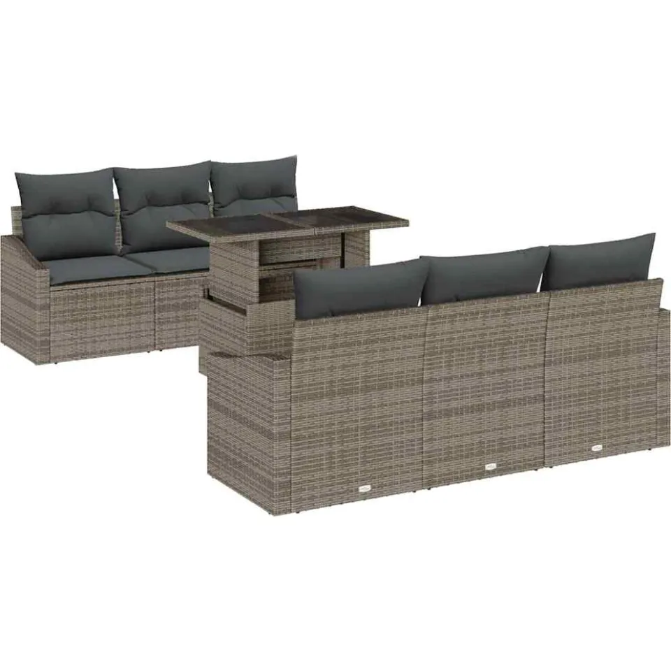 vidaXL Tuin Sofa Set 7 st Grijs poly rattan