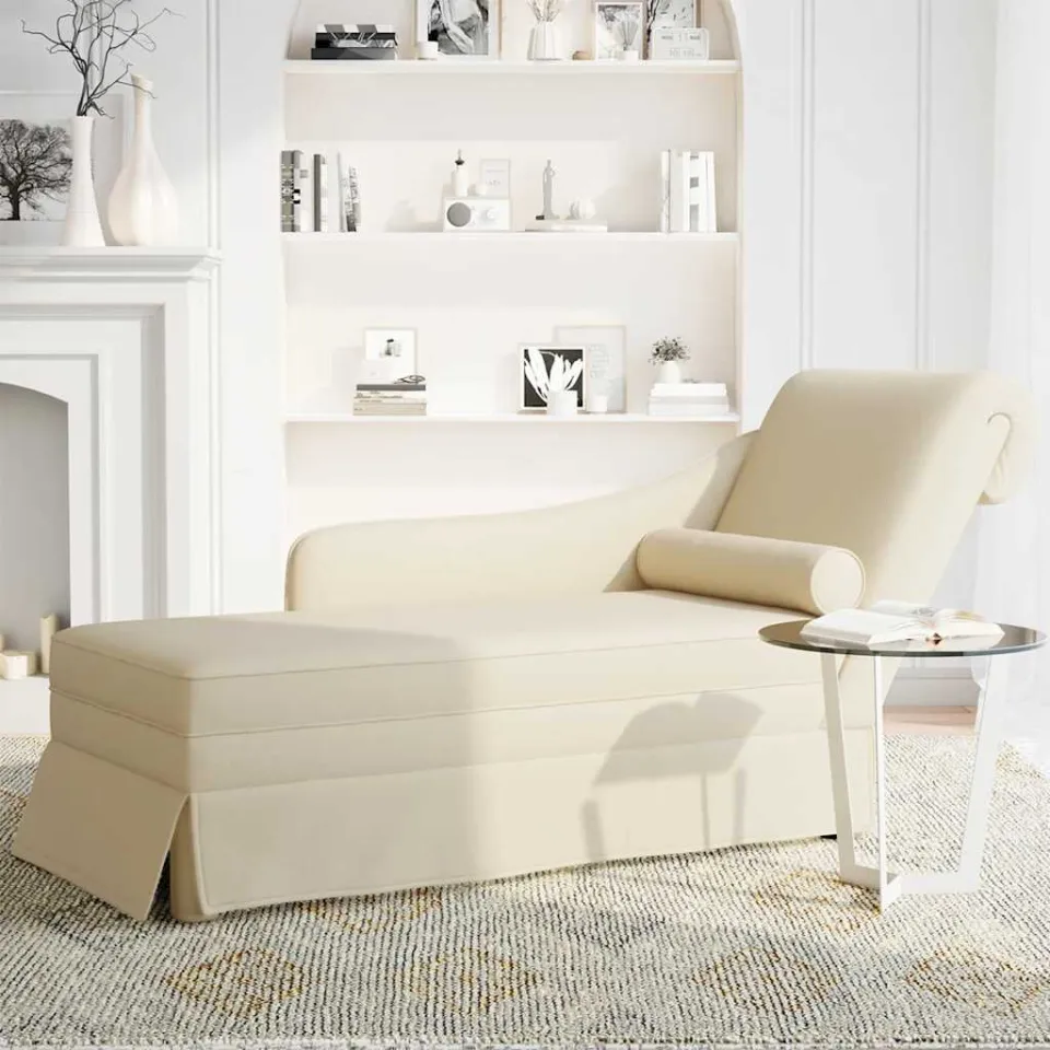 vidaXL Chaise longue met bolster en rechterarmleuning linnen crème, foto 3
