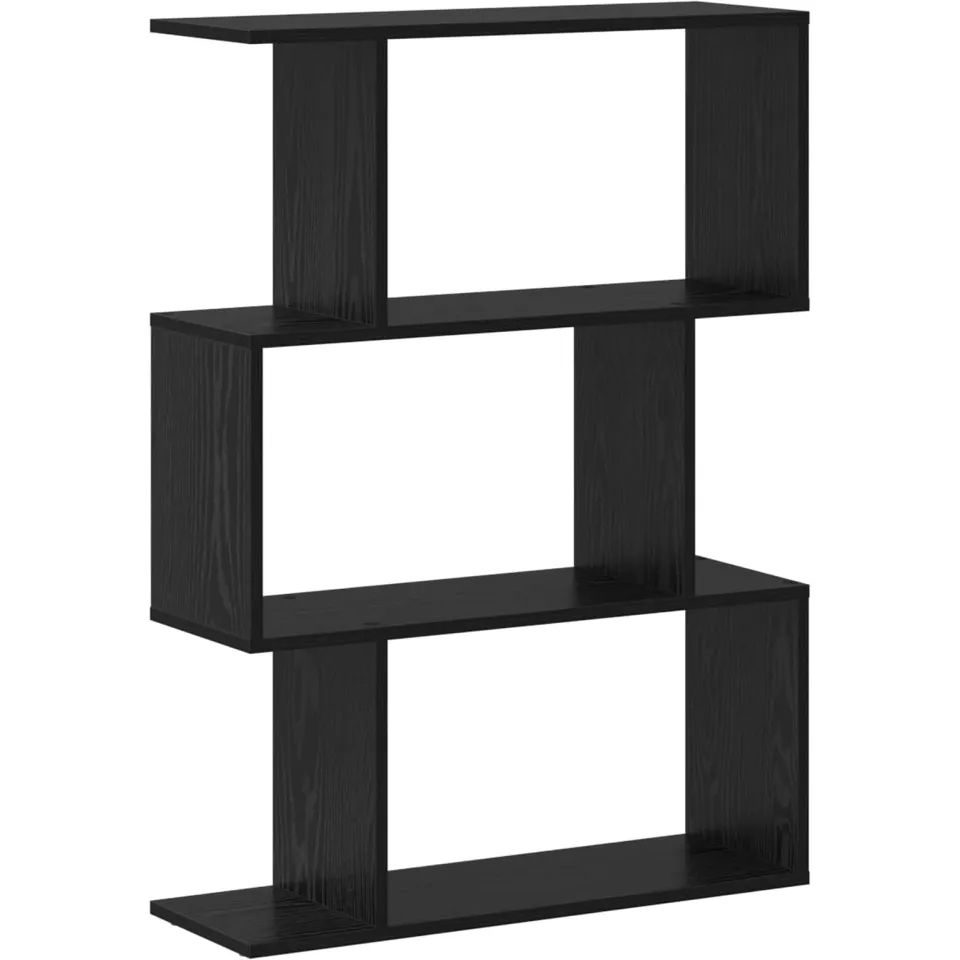 vidaXL Boekenkast 3-laags 70 x 24 x 97 cm Bewerkt hout Zwart Eiken