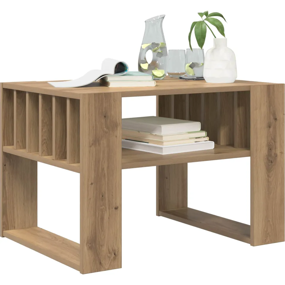 vidaXL Salontafel Artisan Eiken 66 x 49,5 x 45 cm Bewerkt hout Bruin