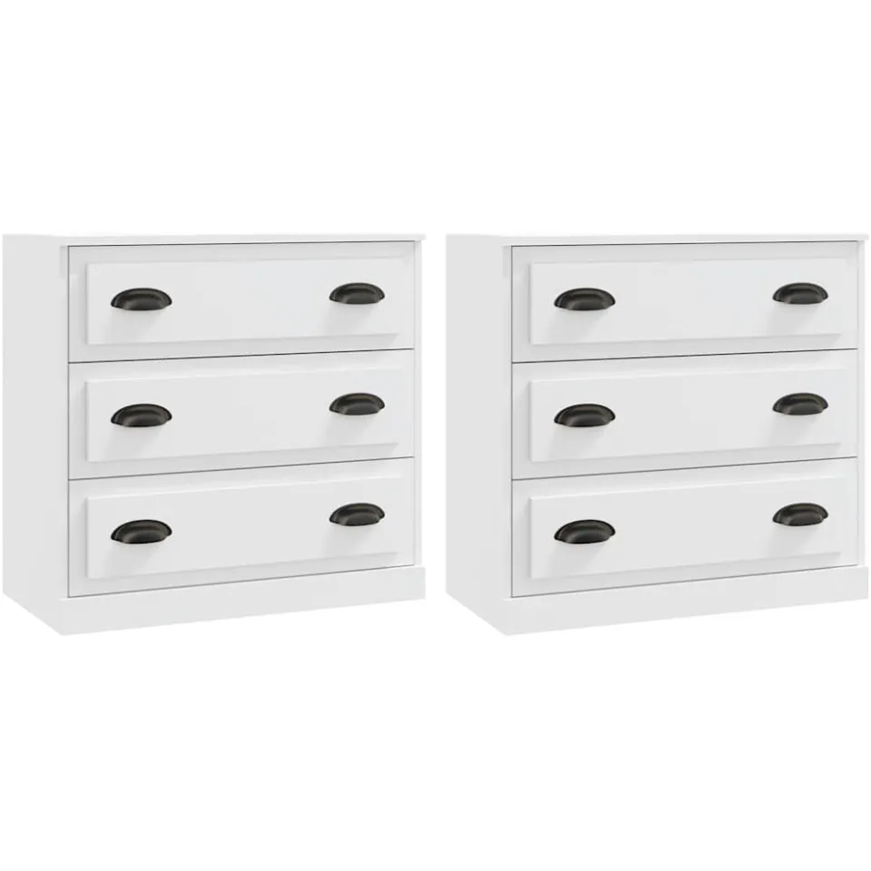 vidaXL Dressoirs 2 st bewerkt hout wit, foto 3
