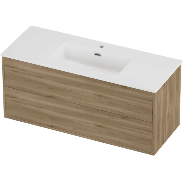 Proline Tribute Badmeubelset Porselein Elegant 1 Kraangat 120x46x54 cm Mat White Cider Oak Eiken