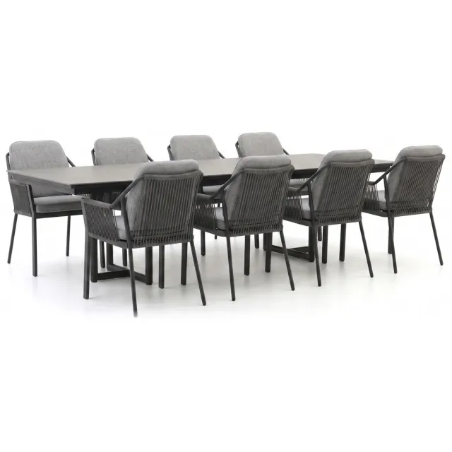 Tierra Outdoor Liv/Naro 280cm dining tuinset 9-delig stapelbaar Grijs