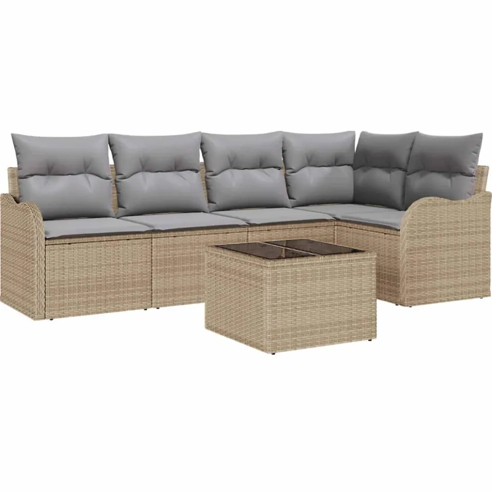 vidaXL Tuin Sofa Set 6 st Beige poly rattan
