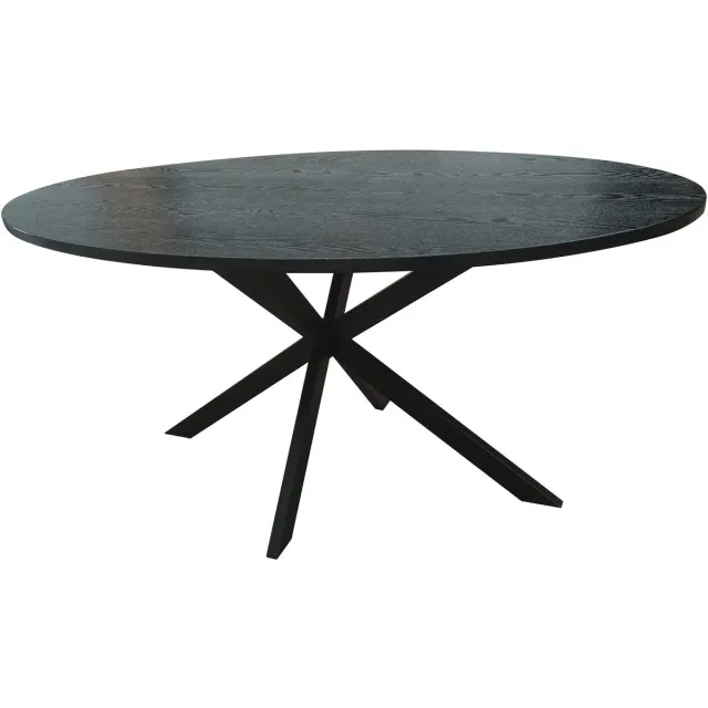 Lizzely Garden & Living Eettafel ovaal 160x100cm Rato zwart ovale tafel MDF eetkamertafel