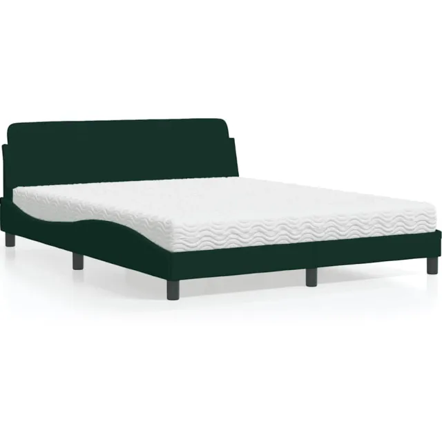 vidaXL Bed met matras "Dover" fluweel donkergroen 160x200 cm