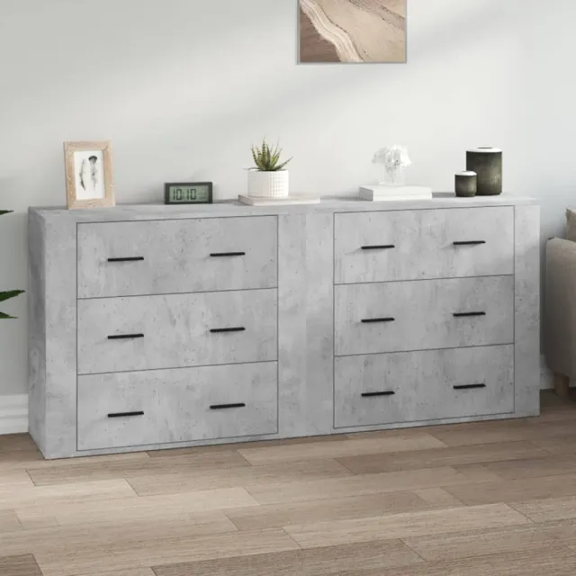 vidaXL Dressoirs 2 st bewerkt hout betongrijs grijs, foto 2