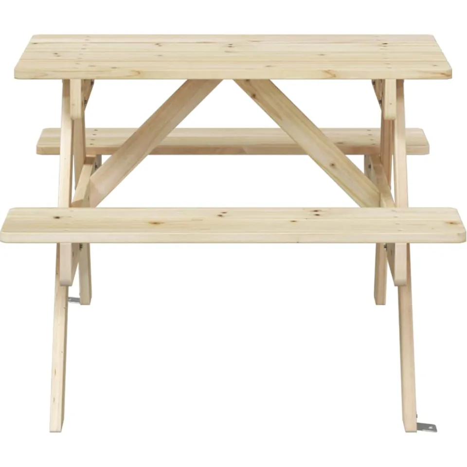 vidaXL Picknicktafel voor 4 kinderen met parasolgat massief vurenhout Bruin