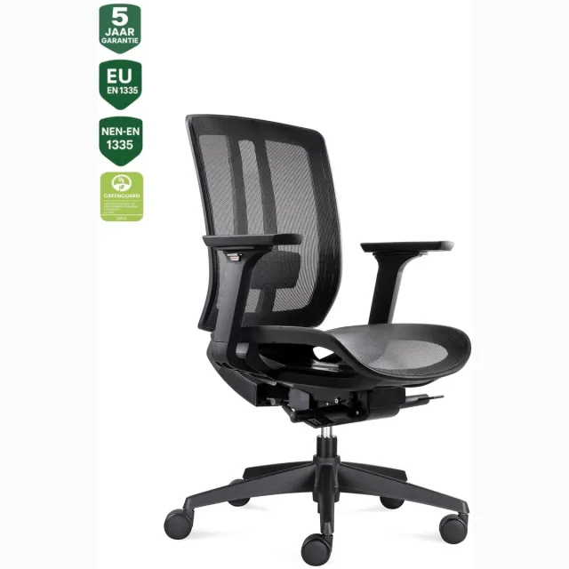 Bens 816D-Synchro-4 - Ergonomische Bureaustoel - Zwart - Bureaustoel voor volwassenen - Kantoorstoel - Zwevende Zitting - NEN-EN1335 & ARBO normen - GREENGUARD GOLD
