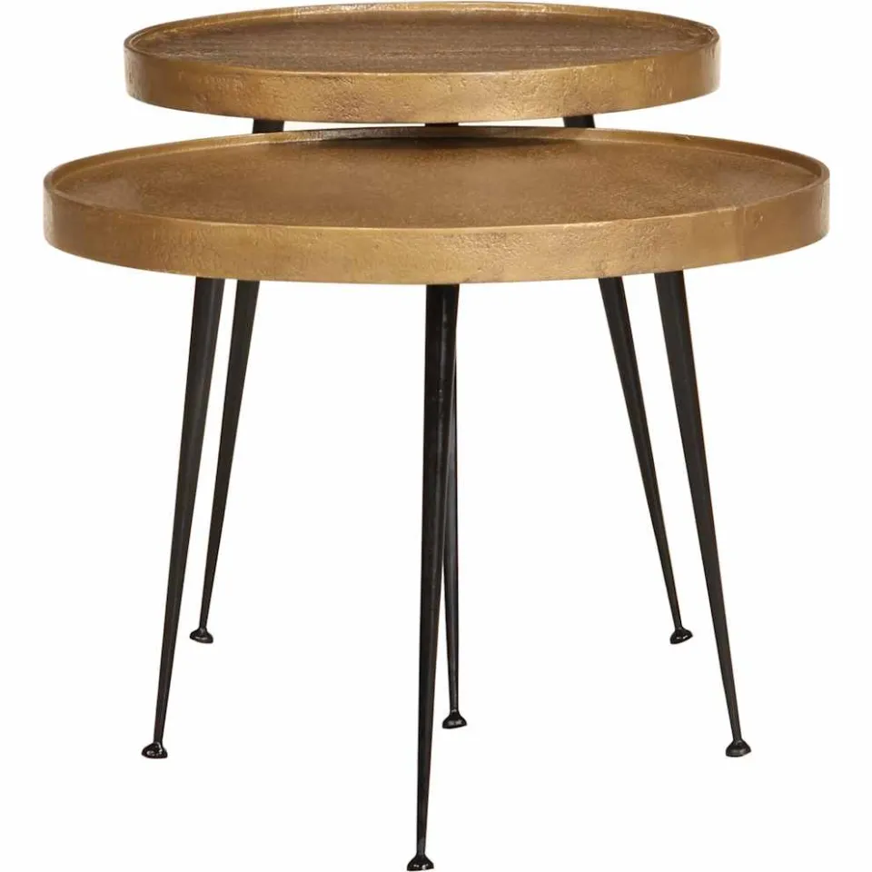 vidaXL Salontafel 2 stuks Gouden bewerkt hout, foto 2
