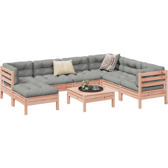 vidaXL 8-delige Loungeset met kussens massief douglas vurenhout Bruin
