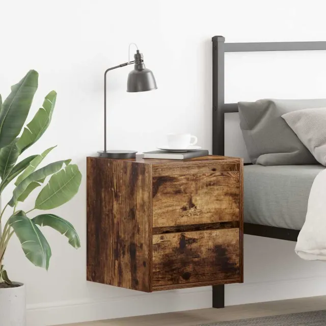 vidaXL Nachtkastjes 2 st wandgemonteerd 38x34x40 cm gerookt eikenkleur Bruin