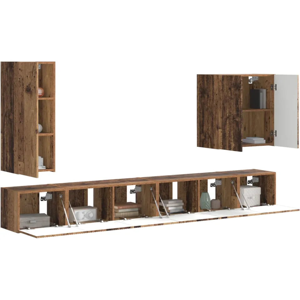 vidaXL TV Wandkast Set 6 st 78,5 x 30 x 29,5 cm Oud Hout Bruin