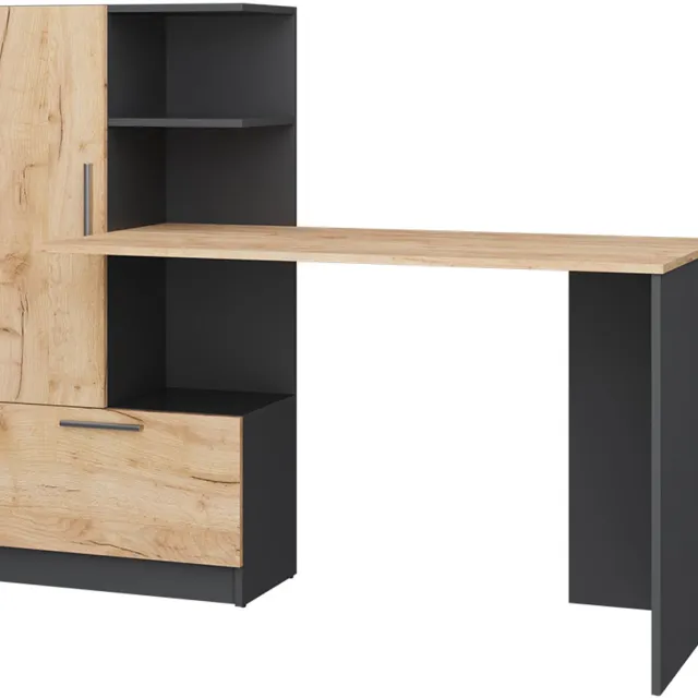 Vicco Tomy Bureau – 150 x 59 cm Antraciet/gouden eik Antraciet/Goudkleurig Eiken