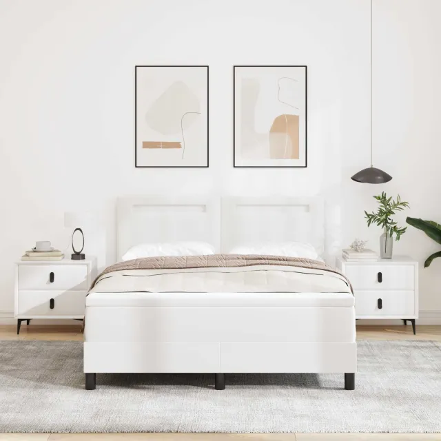 vidaXL Boxspringbed met matras Wit 140 x 200 cm Kunstleer