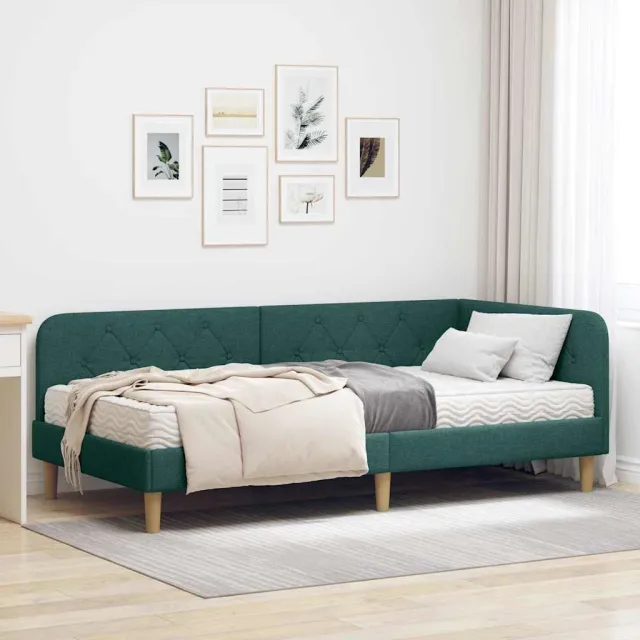 vidaXL Hoekbedframe Donkergroen 90 x 190 cm Stof