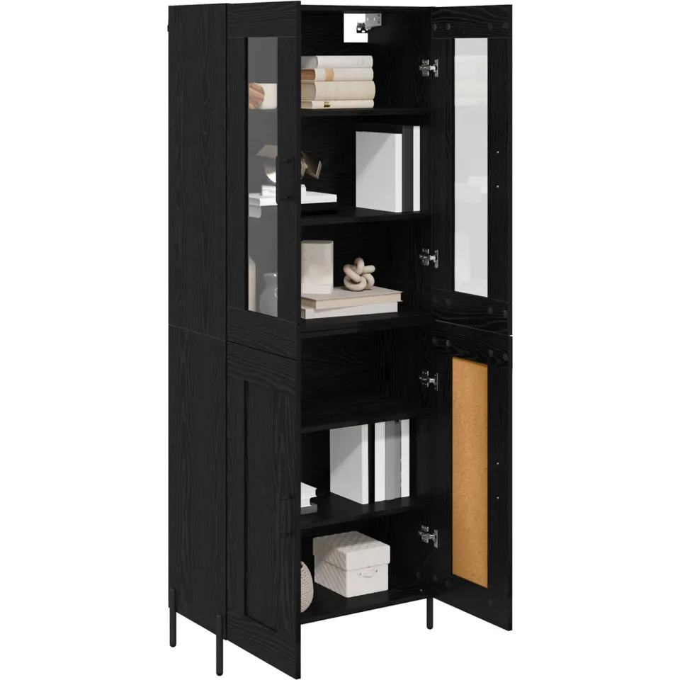 vidaXL Highboard Zwart Eiken 69,5 x 34 x 180 cm Bewerkt hout