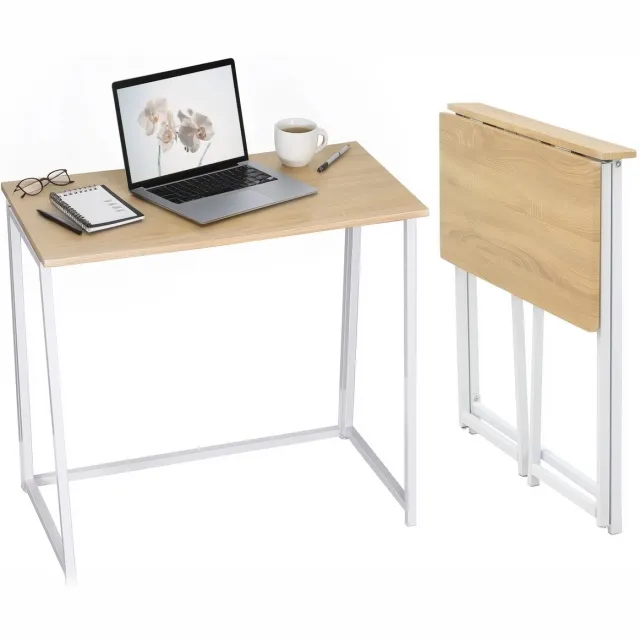MEUBLE COSY Bureau - Computertafel houtlook Metalen frame Industrieel - Wit