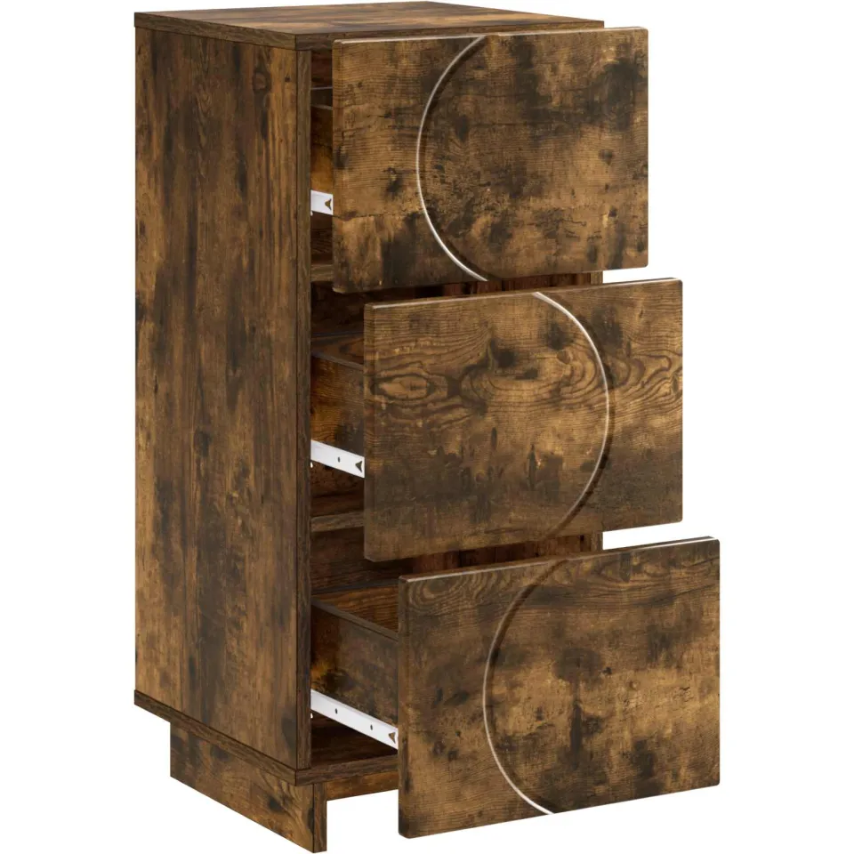 vidaXL Dressoir Gerookt eiken 33.5 x 34.5 x 75 cm Bewerkt hout