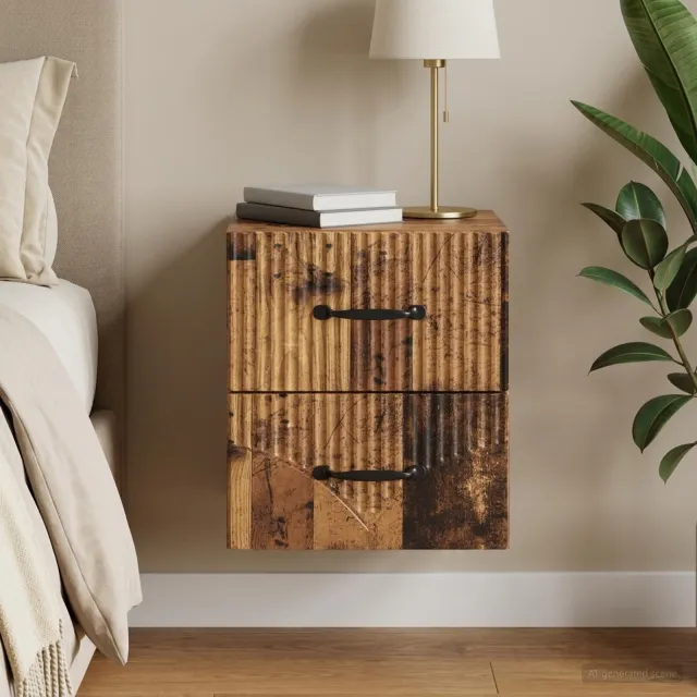 vidaXL Wandbeugel Bedkast Oud hout 34,5 x 33 x 40 cm Bewerkt hout bruin, foto 2