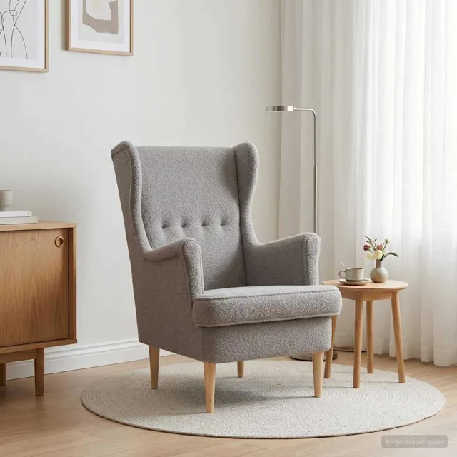 vidaXL Fauteuil Lichtgrijs Bouclé