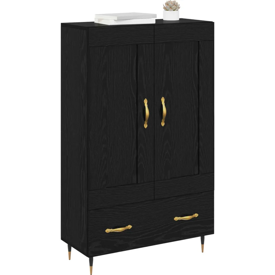 vidaXL Highboard Zwart Eiken 69,5 x 31 x 115 cm Bewerkt hout
