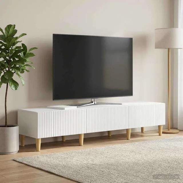vidaXL TV-kast met lade Hoogglans Wit 147 x 34,5 x 30 cm Bewerkt hout, foto 2