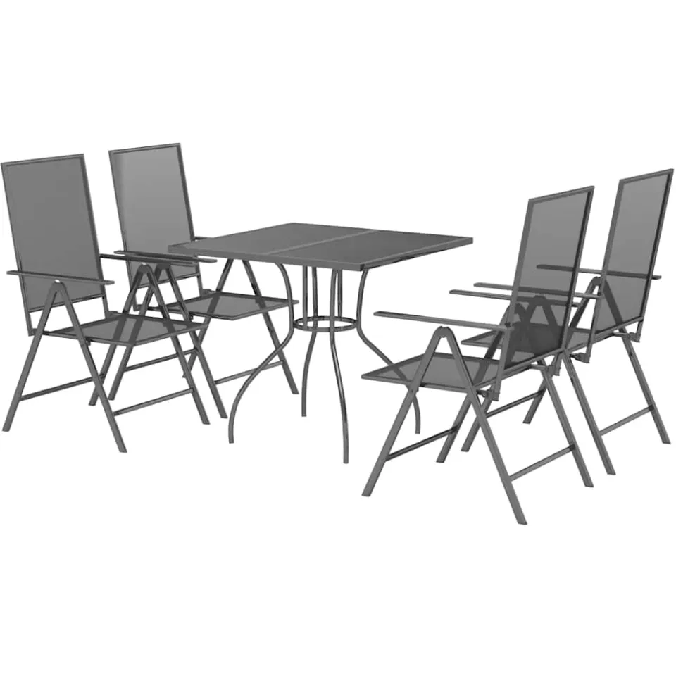 vidaXL 5-delige Tuinset staal antracietkleurig Anthraciet