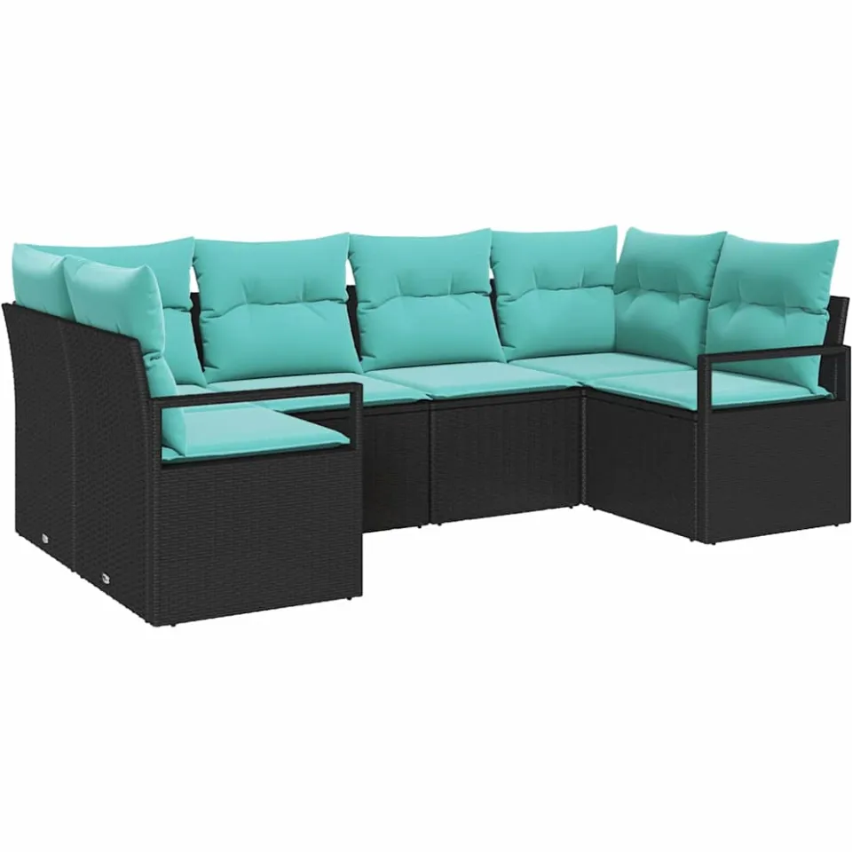 vidaXL Bankstel 6 st Zwart [Synthetisch]: Poly Rattan