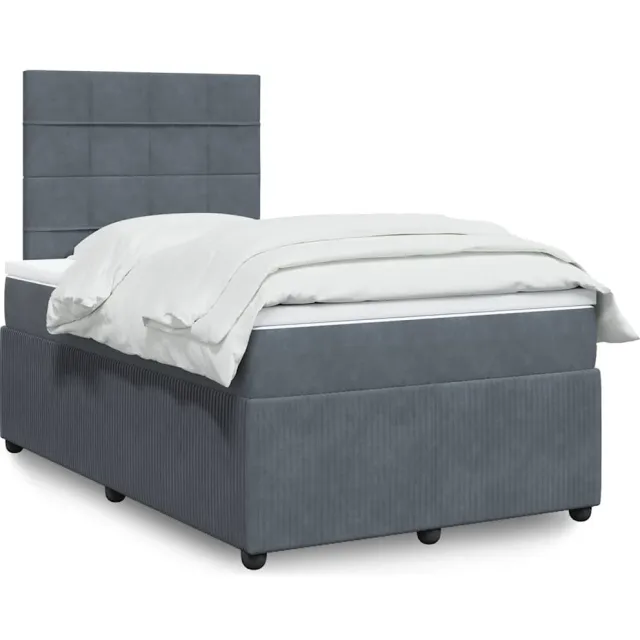 vidaXL Boxspring met matras fluweel donkergrijs 120x200 cm grijs