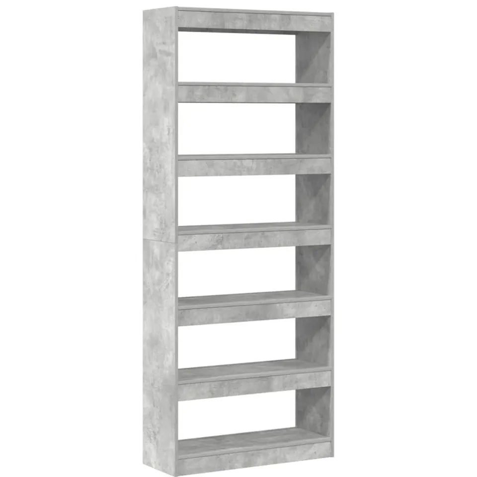 vidaXL Boekenkast 6-laags 80 x 30 x 198 cm Bewerkt hout Beton Grijs