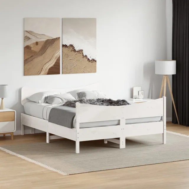 vidaXL Bedframe zonder matras massief grenenhout wit 140x200 cm
