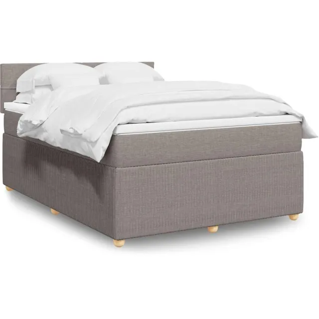 vidaXL Boxspring met matras stof taupe 140x200 cm