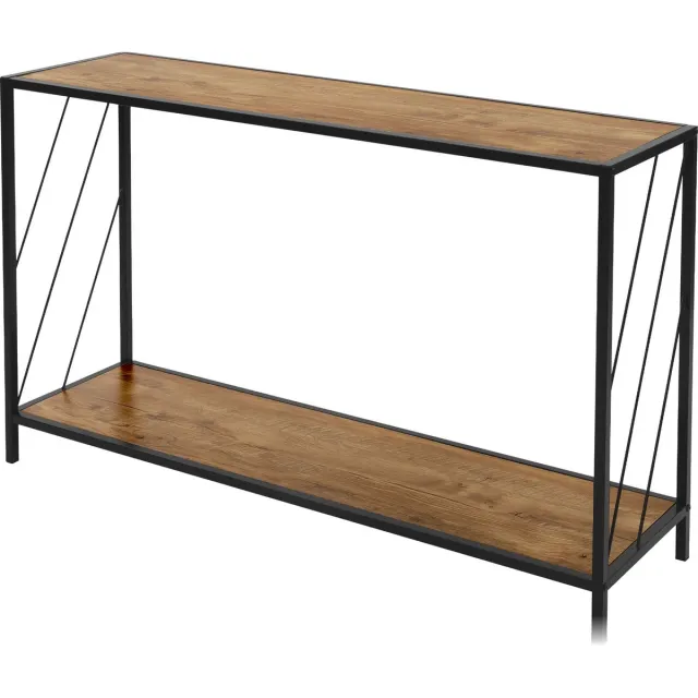 ml-design consoletafel 120x33,5x75 cm, bruin in rustieke eik, houten haltafel, dressoir met stalen frame en 2 planken, metalen toegangstafel, smalle salontafel, bijzettafel voor entree Bruin, Zwart