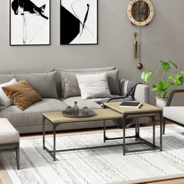 vidaXL Salontafels 2 st bewerkt hout sonoma eikenkleurig, foto 2
