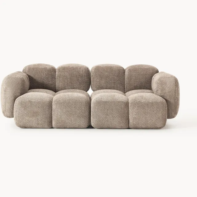 Westwing Collection Modulaire bank Tayla (2-zits) van teddy-bouclé Taupe