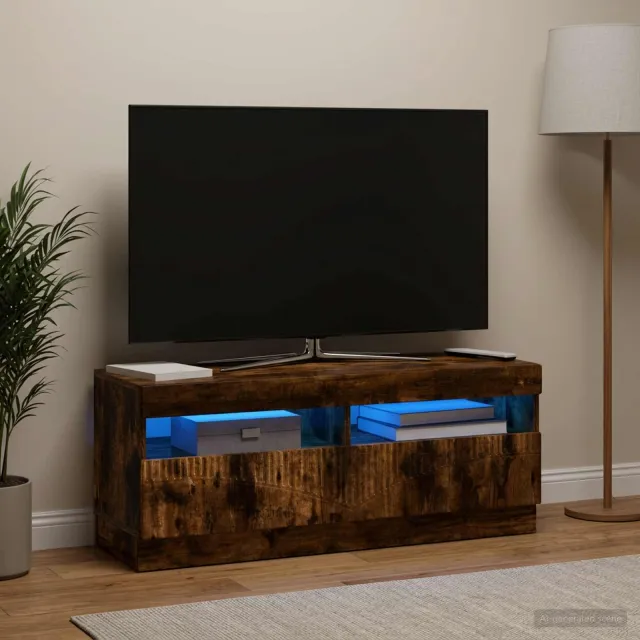 vidaXL LED tv-meubel Gerookt eiken Bewerkt hout, foto 2