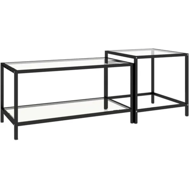 vidaXL 2-delige - Salontafelset - gehard - glas - transparant