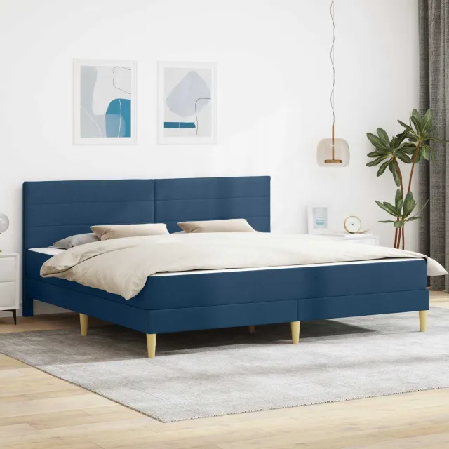 vidaXL Bedframe met matras Blauw 200 x 200 cm Polyester
