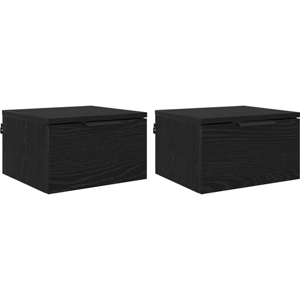 vidaXL Nachtkastje 2 st Zwart Eiken 34 x 30 x 20 cm Bewerkt hout, foto 3