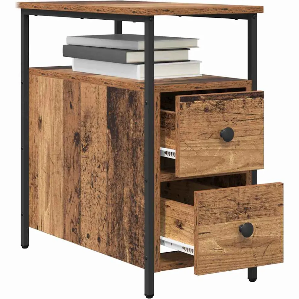 vidaXL Nachtkastje Oud hout 30 x 60 x 60 cm Bewerkt hout Bruin