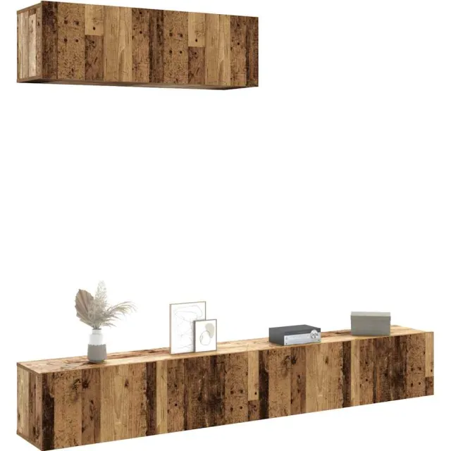 vidaXL Tv-wandmeubelen 3 st 100x30x30 cm bewerkt hout oud houtkleurig Bruin