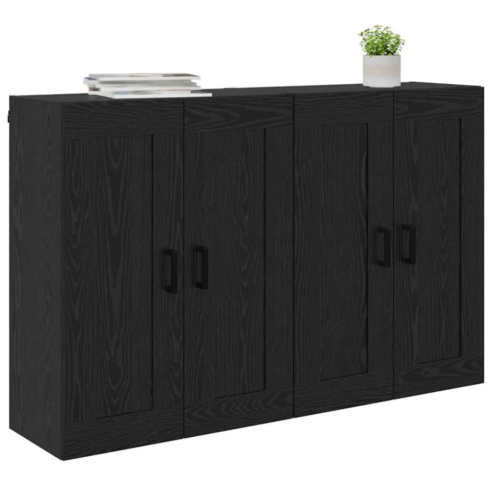 vidaXL Wandkast 2 st Zwart Eiken 69,5 x 34 x 90 cm Bewerkt hout