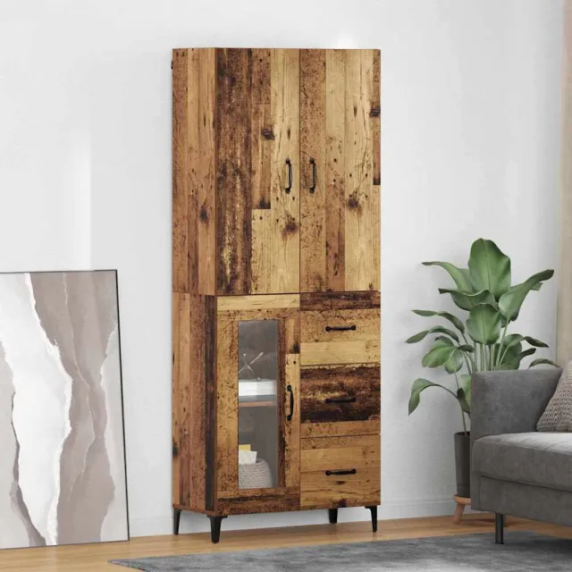 vidaXL Highboard Oud Hout 69,5 x 34 x 180 cm Bewerkt hout bruin, foto 2