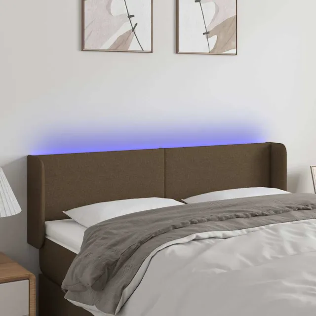 vidaXL Hoofdbord LED 147x16x78/88 cm stof donkerbruin bruin