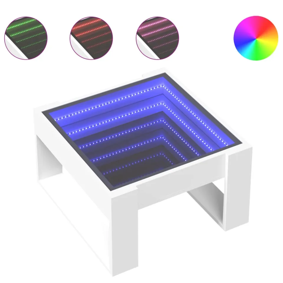 vidaXL Salontafel met Infinity LED 50x53x30 cm wit, foto 4