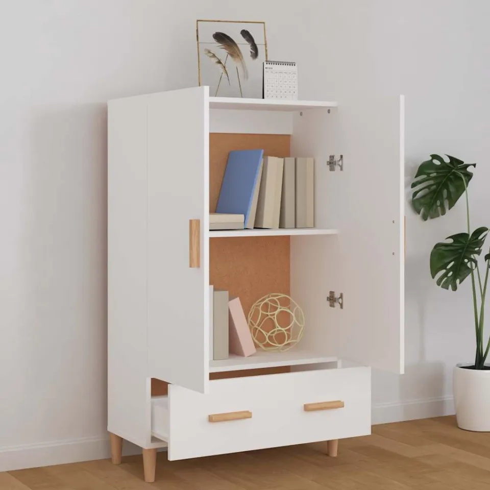 vidaXL Hoge kast 70x31x115 cm bewerkt hout wit, foto 3