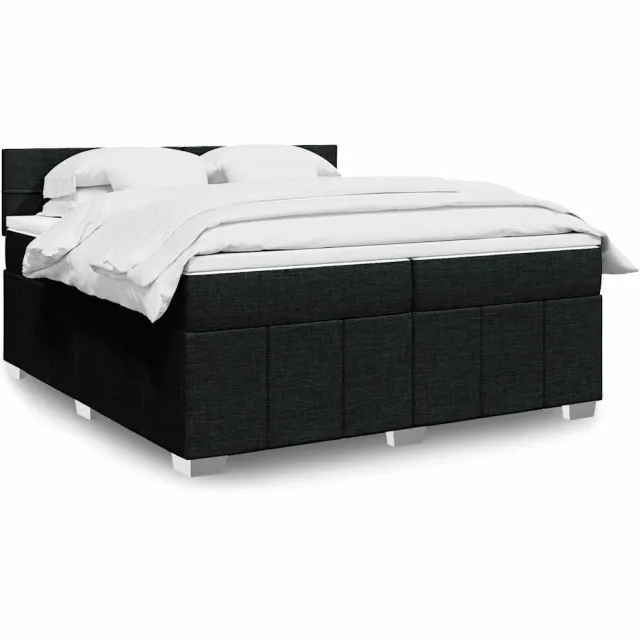 vidaXL Boxspring met matras stof zwart 200x200 cm