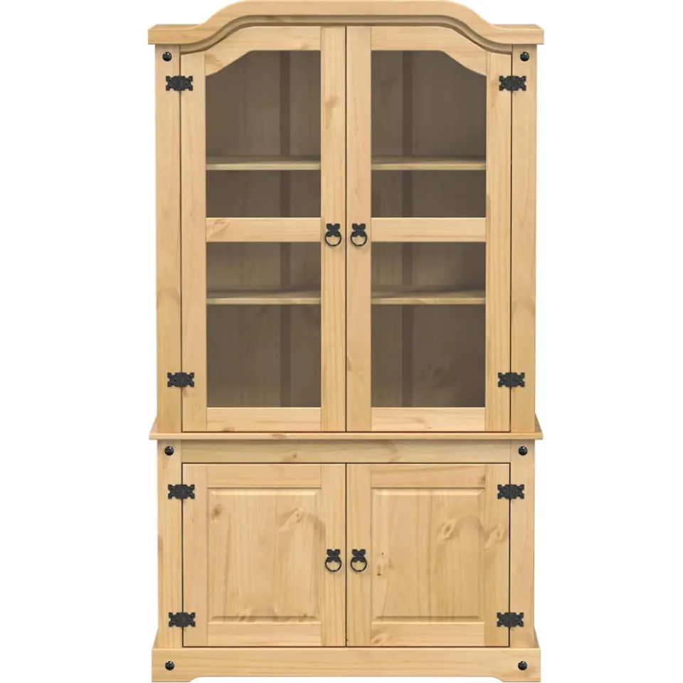 vidaXL Vitrinekast Corona 103,5x42x180 cm massief grenenhout bruin, foto 4